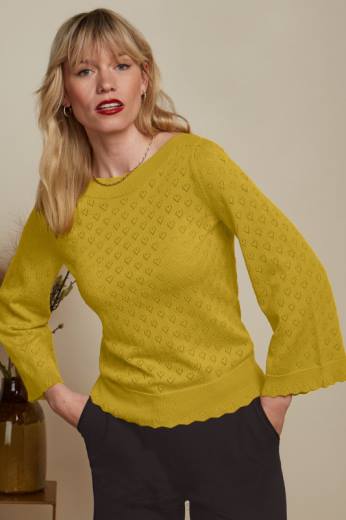 נשים King Louieלבוש HBFR81 אודרי חצוצרה שרוול לב אjour צהוב קארי