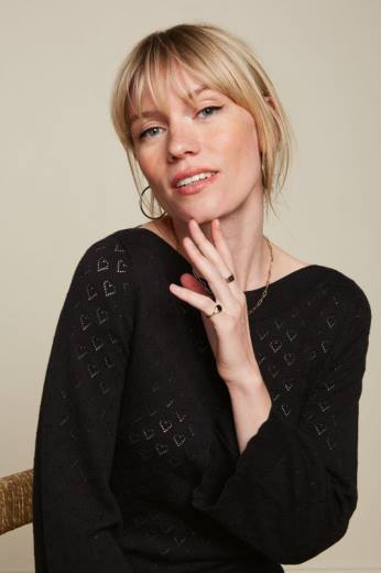 נשים King Louieלבוש HBFR82 אודרי חצוצרה שרוול לב אjour שָׁחוֹר