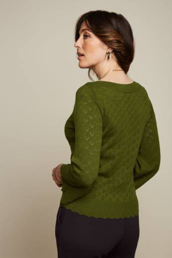 נשים King Louieלבוש HBFR83 אודרי חצוצרה שרוול לב אjour ירוק זית