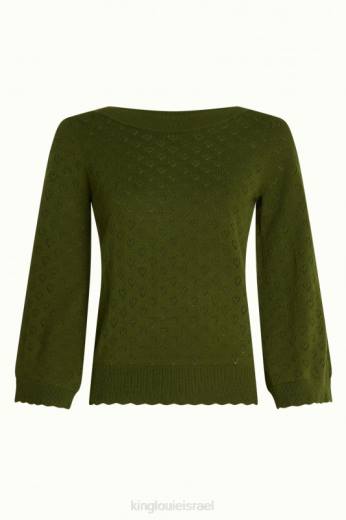 נשים King Louieלבוש HBFR83 אודרי חצוצרה שרוול לב אjour ירוק זית