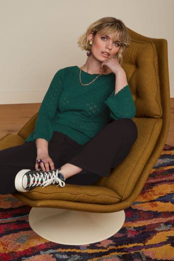 נשים King Louieלבוש HBFR84 אודרי חצוצרה שרוול לב אjour ירוק שפירית