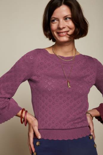 נשים King Louieלבוש HBFR85 אודרי חצוצרה שרוול לב אjour אדום חום חום