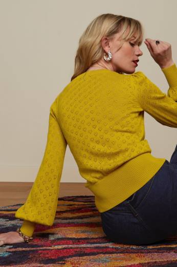 נשים King Louieלבוש HBFR86 בלה בל שרוול עליון לב ajour צהוב קארי