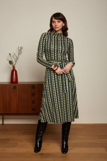 נשים King Louieלבוש HBFR8 שמלת betsy עם צווארון quincy ירוק אורן