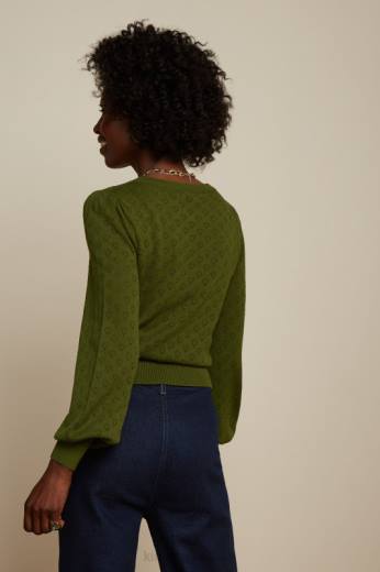 נשים King Louieלבוש HBFR90 בלה בל שרוול עליון לב ajour ירוק זית