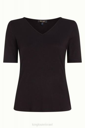 נשים King Louieלבוש HBFR98 carice v top uni rib שָׁחוֹר